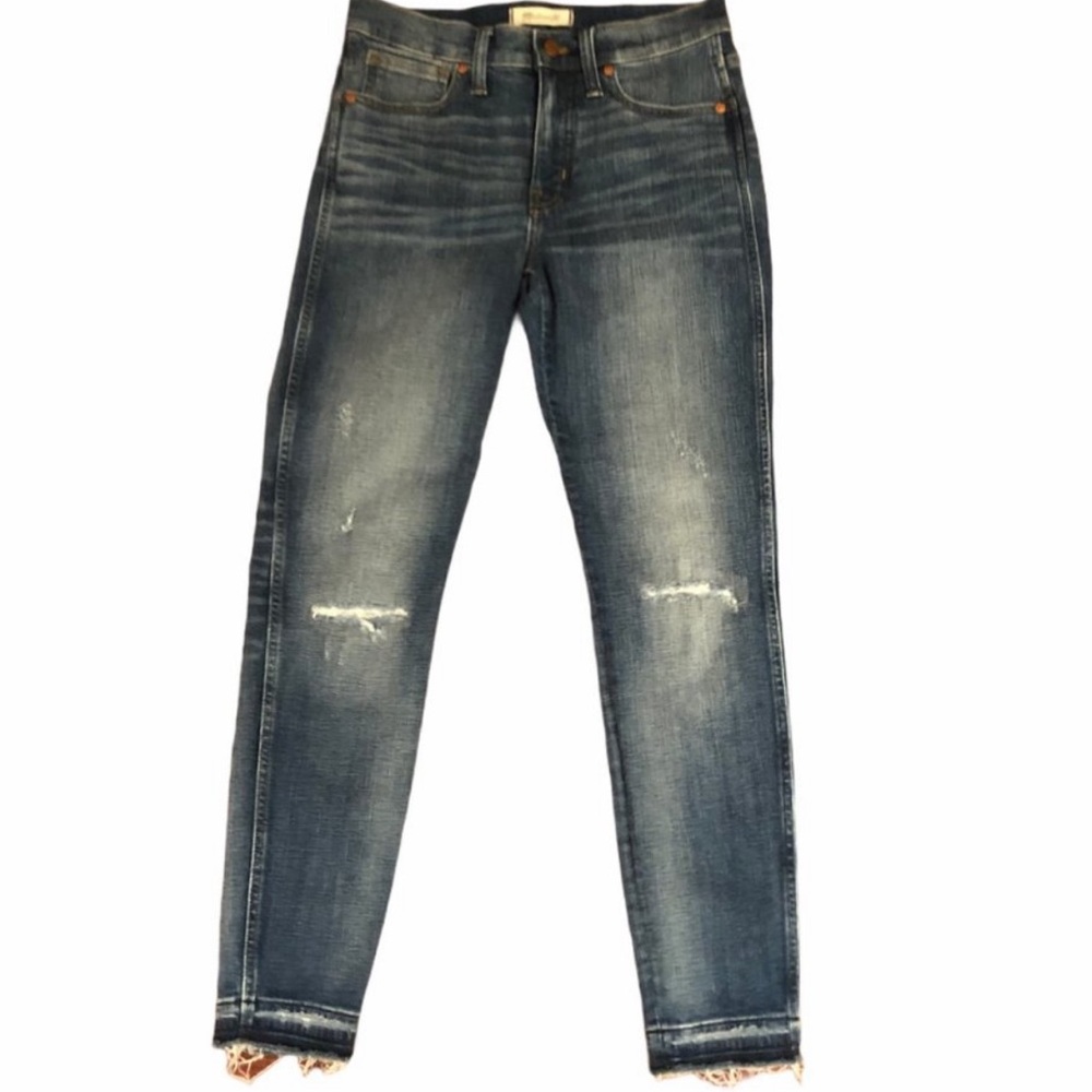 Madewell 9 Inch High Rise Skinny Rip & Repair York - Picture 2 of 6